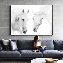 Impresiones en lienzo de caballos modernos para decoración de sala de estar, pinturas impresas en lienzo, arte de animales, pintura blanca 2024 - compra barato