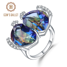 Женское кольцо из серебра 925 пробы, винтажное коктейльное кольцо, мистический кварцевый камень 2024 - купить недорого