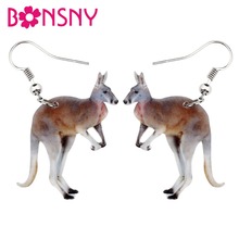 Bonsny Acrylic Australian Kangaroo Earrings Drop Dangle Wild Animal Jewelry For Women Girls Ladies Souvenir Charms Accessories 2024 - buy cheap