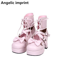 Imã angélico mulher mori menina lolita sapatos de cosplay femininos saltos altos sapatos de festa femininos princesa 33-47 7.5cm 2024 - compre barato