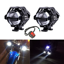 2x Motorcycle LED Headlight 10W U5 Waterproof Driving Spot Head Lamp Fog Light Switch Moto Car Accessories 12V  Black 2024 - buy cheap