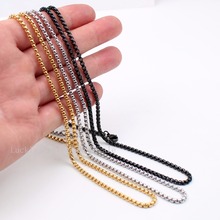 Wholesale 3mm Box Rolo Chain Necklace Stainless Steel Fashion Men's Women  Jewelry  gold / black 18 inch-32 inch 2024 - buy cheap