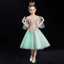 Korean Sweet Little Girls Children Fashion Shoulderless Birthday Evening Party Fluffy Ball Gown Dress Toddler Infant Tutu Dress 2024 - buy cheap