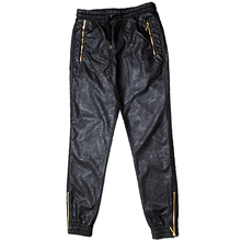 S~5XL Men black casual PU leather hip hop pants side zipper men punk hip hop dance trousers plus size street wear 2024 - buy cheap