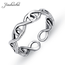 JIASHUNTAI-100% de plata tailandesa con símbolo infinito para mujer, 925 anillos de plata esterlina abierto, para regalar 2024 - compra barato