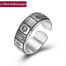 Lucky 2019 Couple Adjustable Custom Ring 100% 925 Sterling Silver jewelry Women Men Creative Mahjong statement Opening Ring R21 2024 - buy cheap