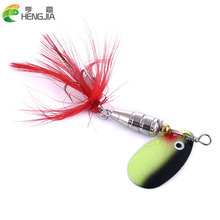 HENGJIA 20pc 2019 new fishing lure Spinner Spoon Metal Bait wobbler Artificial Iacs Pesca Tackle lifelike Feather Hook 6#hook 2024 - buy cheap