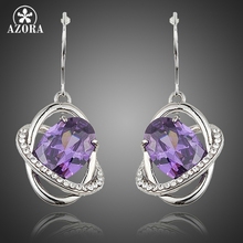 AZORA Lastest Design Gorgeous Egg Shape Purple Cubic Zirconia Halo Drop Earrings For Women TE0189 2024 - buy cheap