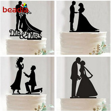 Hot Cake Topper Wedding Mr Mrs Love Acrylic Black Toppers Romantic Bride Groom For Wedding Decoration Marriage Party Favors 2024 - buy cheap