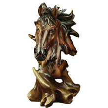WU CHEN LONG Faux Wood Horse Head Statue Animal Decorative Figurine Resin Art&Craft Home Decoration R47 2024 - buy cheap