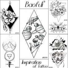 BAOFULI Men Sketch Geometric Rhomboid Temporary Tattoo Black Planets Waterproof Fake Tattoo Body Arm Stars Tatoos Stickers Women 2024 - buy cheap