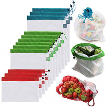 Sacos de malha reutilizáveis para alimentos, sacos laváveis para armazenamento de compras, frutas, vegetais, brinquedos, sacola organizadora de artigos diversos 2024 - compre barato