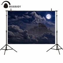 Allenjoy backgrounds for photography studio blue sky full moon dark magical castle terror cloud Halloween backdrop photocall 2024 - buy cheap