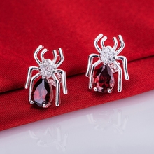 Brincos em prata 925 pedra vermelha aranha joias para mulheres brincos de prata LQ-E144 2024 - compre barato