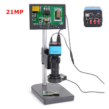 Microscópio industrial digital com câmera, 21mp, 1080p, hdmi, usb, 100x, c-mount, lente, 40 led, luz de 7 ", tela lcd, para reparo pcb 2024 - compre barato