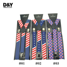 New suspensorio Men Women Clip-on Braces 2.5cm 4 designs USA American Flag Suspender Elastic Slim Suspenders Y-back belt  strap 2024 - buy cheap