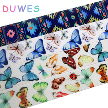 DUWES-Cinta de grogrén con diseño de mariposa azteca, cinta de 1,5 pulgadas, 50 yardas, accesorios para decoración de sombreros, lazo para el pelo, bricolaje, venta al por mayor, 38mm, D1007 2024 - compra barato