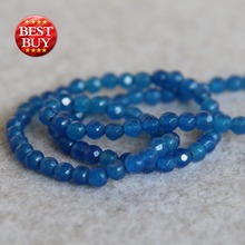 (Min Order1) 4mm Fashion Sky Blue Chalcedony Beads  Round Stone Hand Made Faceted Beads 15inch Jewelry Making Design Wholesale 2024 - buy cheap