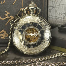 TIEDAN Skeleton Automatic Mechanical Pocket Watch Steampunk Men Antique Luxury Brand Necklace Chain Silver Pocket Fob Watch 2024 - buy cheap