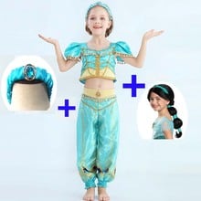 Halloween Girl Princess Jasmine Costume Storybook Aladdin Lamp Cosplay Costume Outfit Book Week Children's Day Belly Fancy Dress 2024 - buy cheap