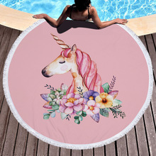 Cute Unicorn  Printed Microfiber Large Round Beach Towel Toalla Microfibra Thick Terry Cloth With Tassels Beach Blanket 2024 - buy cheap