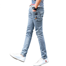 Pantalones vaqueros de estilo coreano para hombre, Jeans ajustados grises con cremalleras de motorista, pantalones casuales elásticos a la moda, nuevos 2024 - compra barato