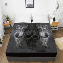 Lençol de cama personalizado com elástico em 3d, lençol de cama personalizado queen/king, capa de colchão animal skull wolf 160x20 0/150x200,drop shipping 2024 - compre barato