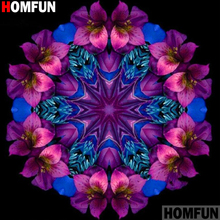 Алмазная 5D Вышивка HOMFUN «Мандала Цветок», картина из квадратных/круглых страз «сделай сам», вышивка крестиком, стразы 5D, декор A15412 2024 - купить недорого