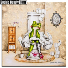 DIY Diamond Painting Cross Stitch Diamond Mosaic Needlework Crafts Frog Lady On Toilet Full Diamond Embroidery Home Decor 061301 2024 - buy cheap