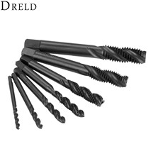 DRELD 7pcs HSS 6542 Nitriding Metric Spiral Fluted Thread Tap M3-M12 Screw Straight Flute Drill Hand Tools M3/M4/M5/M6/M8//M12 2024 - buy cheap