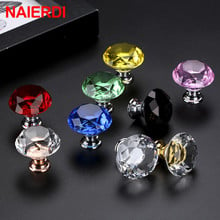 NAIERDI 40mm Diamond Shape Design Crystal Glass Knobs Cupboard Pulls Drawer Knobs Kitchen Cabinet Handles Furniture Handle 2024 - buy cheap