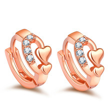 Hollow Heart Stud Earrings for Women Fashion Retro Jewelry Pattern Full Drill Ear Clip Simple Zircon Element Earings Gifts 2024 - buy cheap