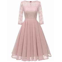 Женское платье с длинным рукавом junxi WAN, розовое Повседневное платье с длинным рукавом, с круглым вырезом, с длинным подолом в стиле ретро, с длинными рукавами, с бантом на поясе, осень 2018 2024 - купить недорого