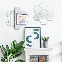 Geometric Hexagon 3D Acrylic Mirror Decorative Sticker Art Wall TV Background Wall Stickers Home Decor Living Room Muraux 2024 - buy cheap