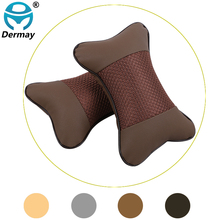 DERMAY 2 PCS PU Leather Car Neck Pillows Neck Headrest Breathable Vehicular Pillows Seat Neck Pillows Car-styling Accessories 2024 - buy cheap