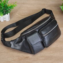 Bolso bandolera de piel auténtica para hombre, riñonera informal de viaje con correa para teléfono, monedero 2024 - compra barato