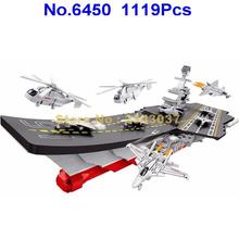 6450 1119pcs Military Army Maritime Aircraft Carrier Fighter Helicopter Building Block Toy 2024 - buy cheap
