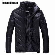 Мужская стеганая куртка Mountainskin, черная Повседневная теплая куртка с хлопковой подкладкой, размеры до 5XL, зима 2020 2024 - купить недорого