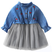 2019 Spring Autumn Kids Denim Dress For Girls Clothes Baby Girls Party Princess Jeans Tulle Dress Chlidren's Birthday Costumes 2024 - buy cheap