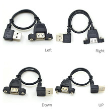20 см Мульти-угол левый и правый & вверх & Dwon Угловой USB 2,0 Тип A папа к женскому с винтовой панелью Удлинительный кабель 2024 - купить недорого