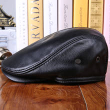 100% Genuine Leather Hat Male Leather Hats Adult Sheepskin Visors Hat Men's Winter Warm Ear Protection Cap Beret Hat B-7315 2024 - buy cheap
