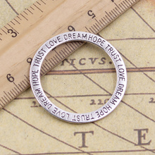 10pcs Charms Circle Love Hope Trust Dream 35x35mm Tibetan Bronze Silver Color Pendants Antique Jewelry Making DIY Craft Bracelet 2024 - buy cheap