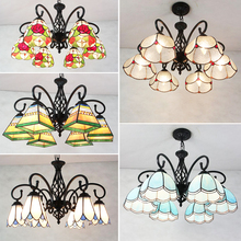 Modern Tiffany Baroque Stained Glass Suspended Luminaire E27 LED Iron Chain Pendant Light Lamp for Home Parlor Dining Room 2024 - buy cheap