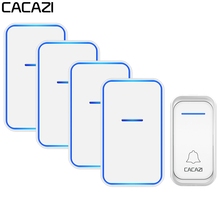 CACAZI-timbre inalámbrico inteligente para el hogar, 1 botón, 4 receptores, luz LED, llamada, enchufe de EE. UU., UE, Reino Unido y Australia 2024 - compra barato