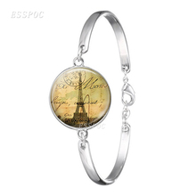 Pulseira da torre eiffel de paris, pulseira cor prateada, cabochão de vidro, joias, lembrança, presente para amigos para amantes 2024 - compre barato