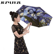 Распродажа 2018, брендовый складной зонт, женский ветрозащитный зонтик с картиной Ван Гога маслом, зонтик от дождя, женские качественные Зонты 2024 - купить недорого