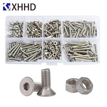 Hex Flat Socket Head Cap Screw Metric Thread Countersunk Hexagon Allen Bolt Nut Set Assortment Kit Box 304 Stainless Steel M3 2024 - buy cheap