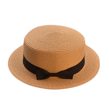 2019 simple Parent-child sun hat Cute children sun hats bow hand made women straw cap beach big brim hat casual girls summer cap 2024 - buy cheap