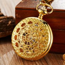Роскошные золотые Механические карманные часы с цепочкой на цепочке, скелетоны, винтажные, в стиле стимпанк, мужские и женские, ручная работа, римские карманные часы 2022 - купить недорого