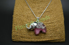 Pink Cat Eye Stone Elephant Pendant Necklace for Party Gift Free Shipping 2024 - buy cheap